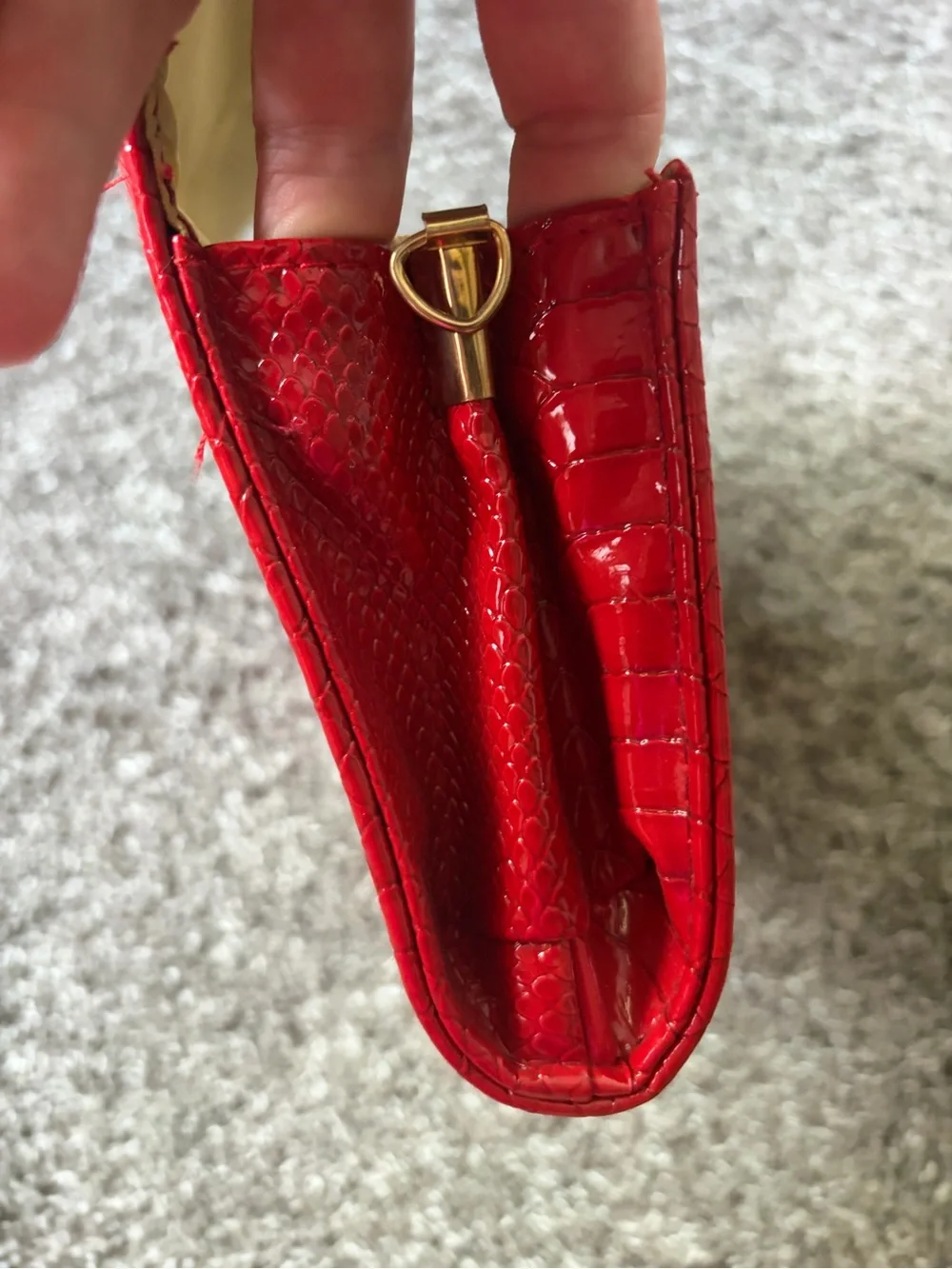 Tory Burch Red Embossed Wallet Clutch  with Gold Logo Accent